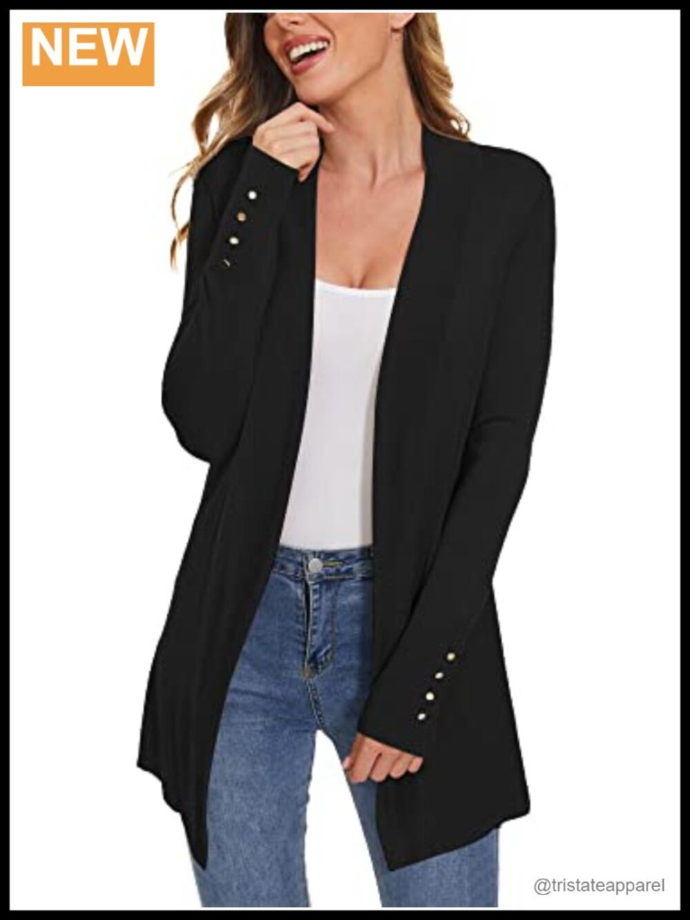 Women's Open Front Long Sleeve Cardigan Sweater Dressy Casual Knit